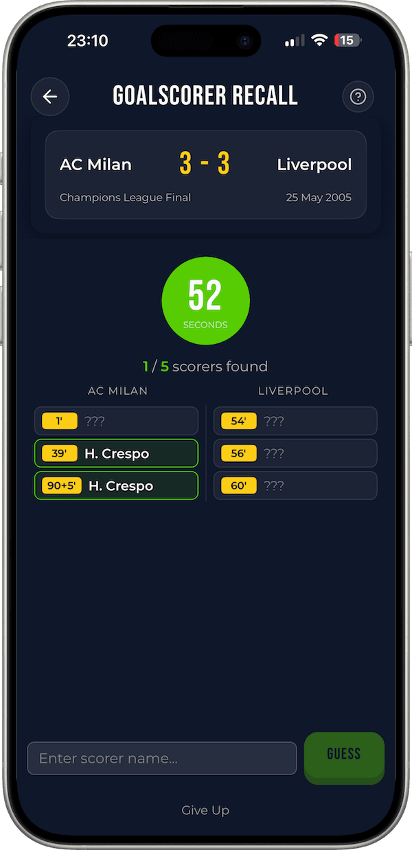 GOALSCORER RECALL Gameplay